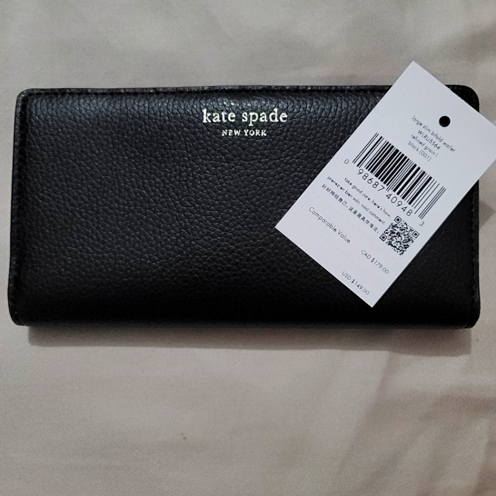 Kate Spade black bifold NWT